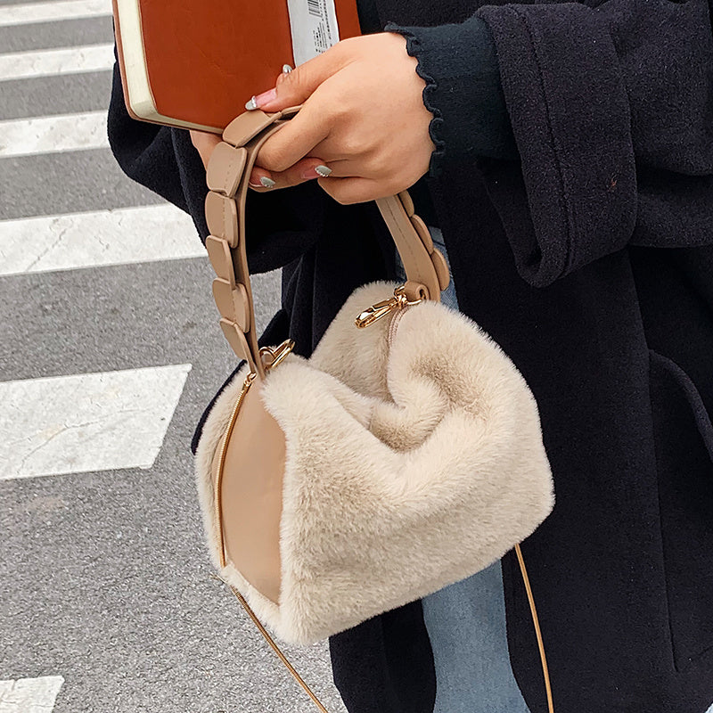 Sac à main croisé en fourrure petite pour femmes automne et hiver