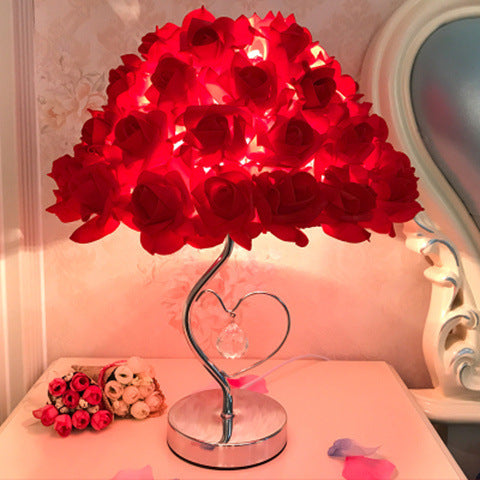 Lampe de table européenne créative et simple pour chambre à coucher, rose.