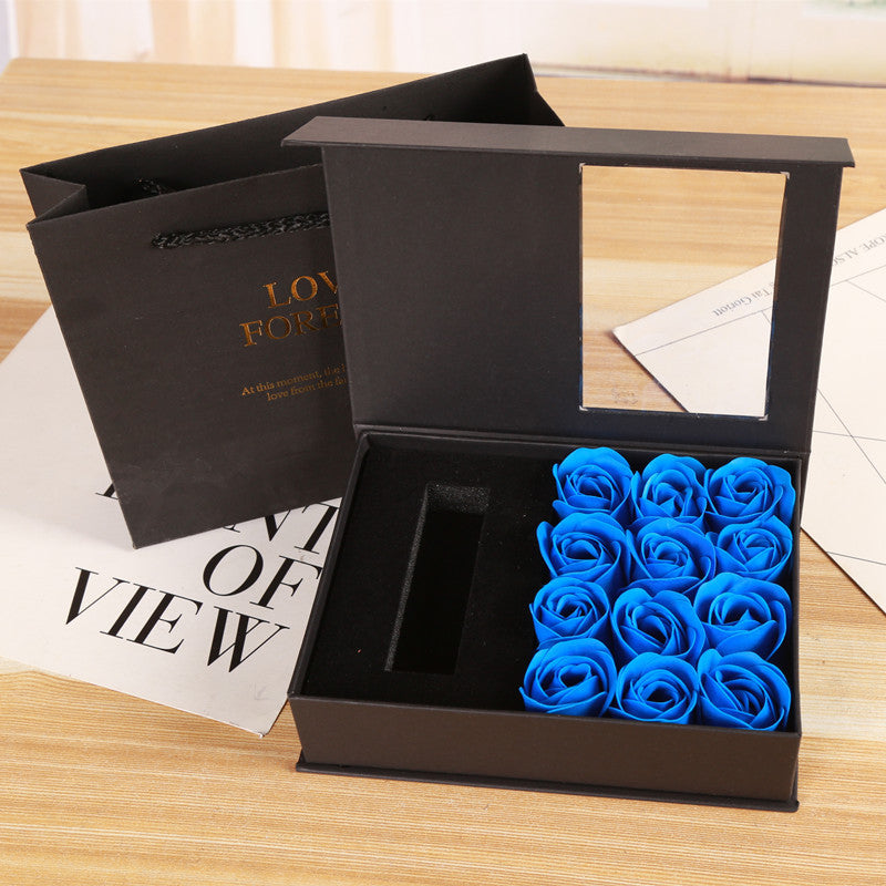 Coffret cadeau de rouge à lèvres à la rose éternelle avec savon à couvercle rabattable