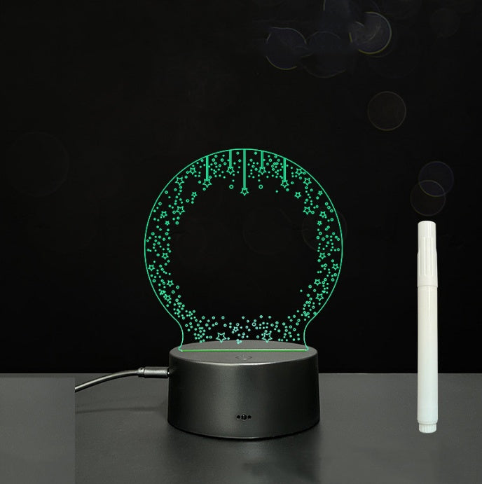 Tableau de message en acrylique 3D avec écriture à la main et lumière LED