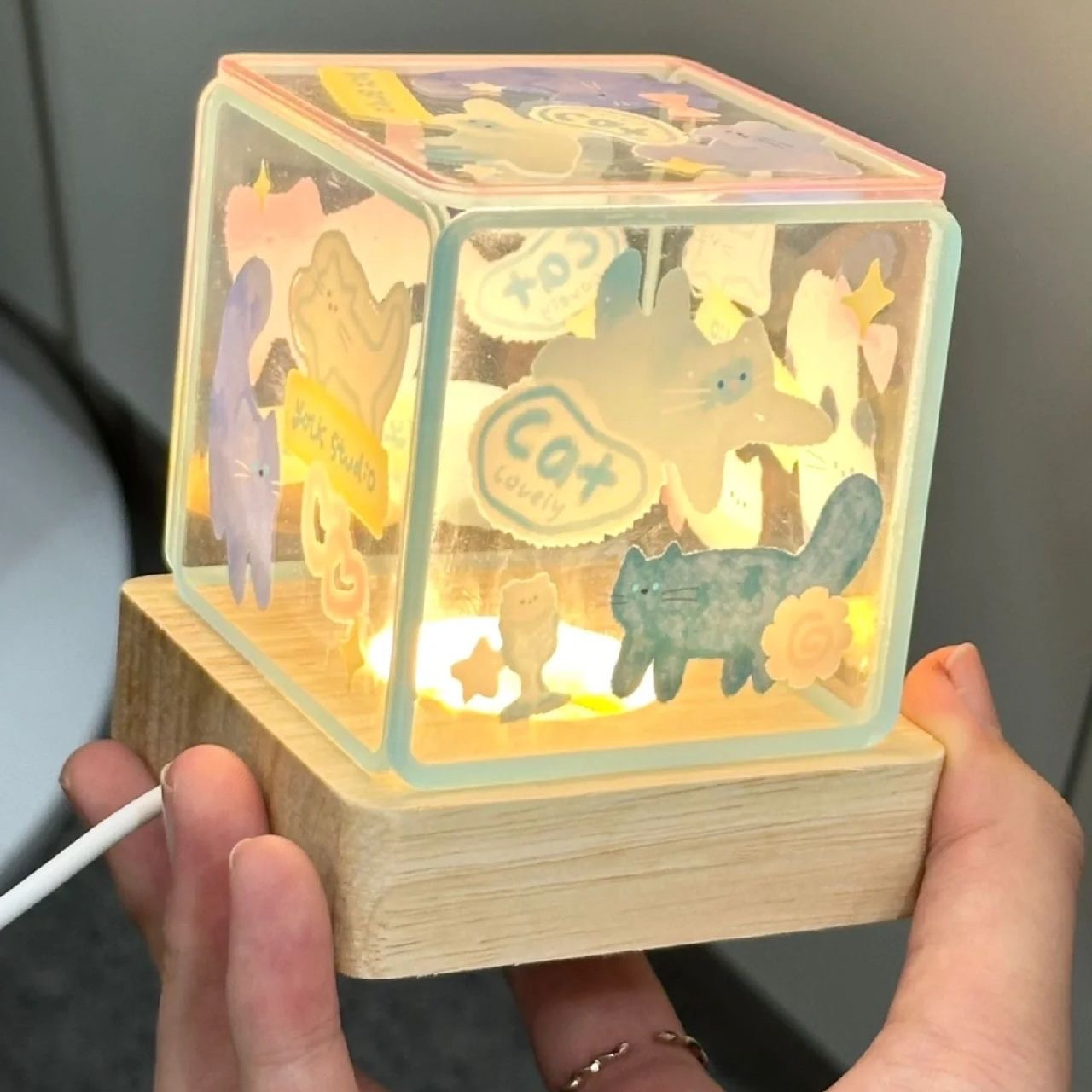 Lampe de chevet autocollante en acrylique pour chiot et chaton, petite lampe de nuit à faire soi-même, lumière d'ambiance, lampe de maison