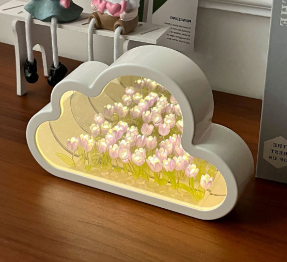 Miroir tulipe nuage fait main, petite veilleuse