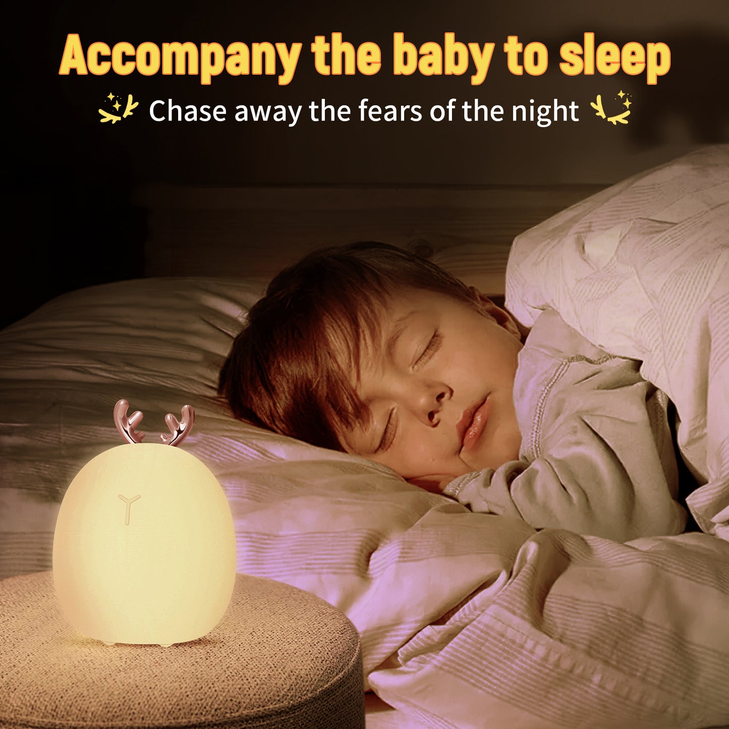 Alimentation de bébé, réglable, créatif, lapin, lumière d'élan, lumière en silicone, lumière tactile, lumière de claquement, petite lumière électrique, lumière d'ambiance, veilleuse