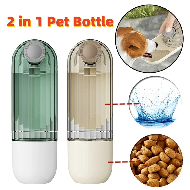 Gobelet d'eau pour animaux 2 en 1, design segmenté, vert, portable pour la promenade des chiens, fournitures d'alimentation pour chiens, accessoires pour animaux, distributeur d'eau pour chiens, produits pour animaux.