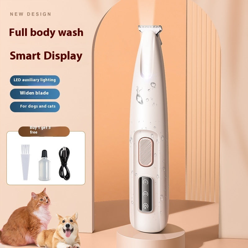 Tondeuse pour pattes de chien avec lumière LED Tondeuse pour poils d'animaux entièrement étanche avec écran LED Tondeuse pour chien pour le toilettage Lame large