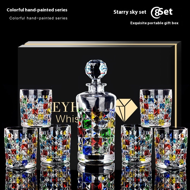 Ensemble de verres à liqueur en cristal peint, ensemble de vin de haute qualité, tasse en verre coloré.