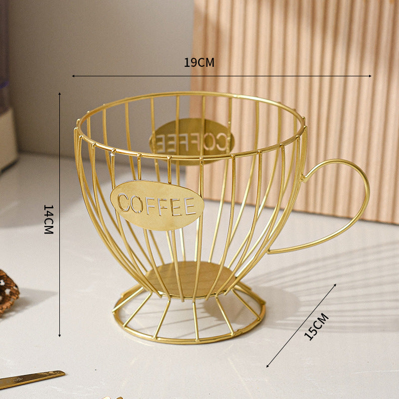 Boîte de rangement pour capsules de café de style nordique en métal pour bureau et dortoir, grand panier de capacité, art en fer.
