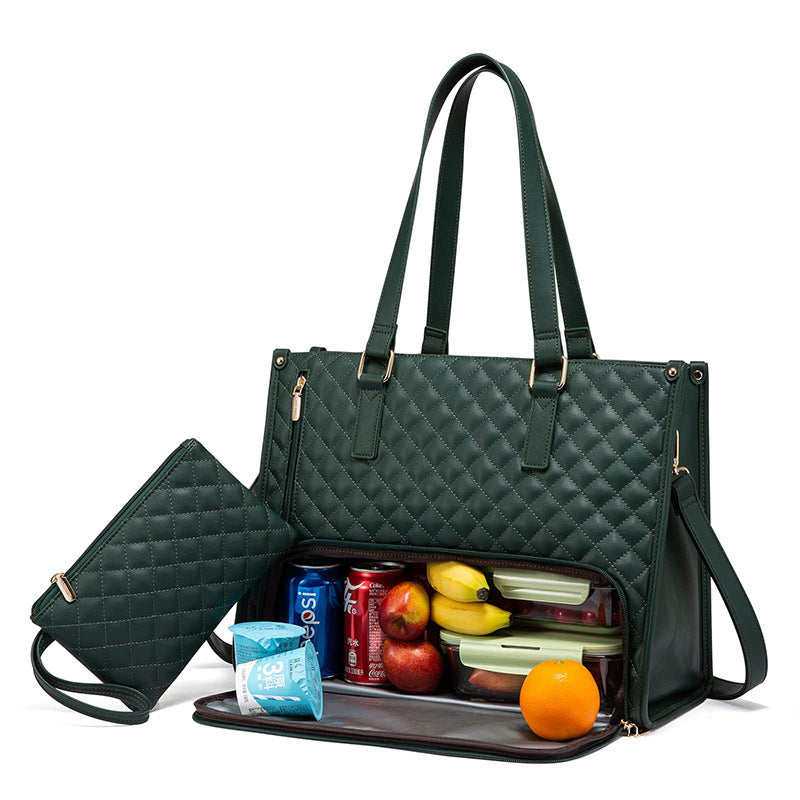Sac fourre-tout tendance pour femme, isotherme, étanche, à bandoulière, pour ordinateur, matelassé, grande capacité, avec porte-monnaie
