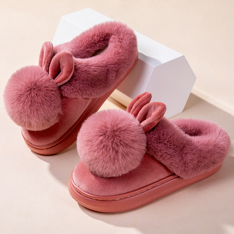 Chaussons en coton avec un soutien complet au talon pour femmes, chauds pour la maison.