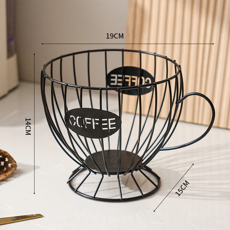 Boîte de rangement pour capsules de café de style nordique en métal pour bureau et dortoir, grand panier de capacité, art en fer.
