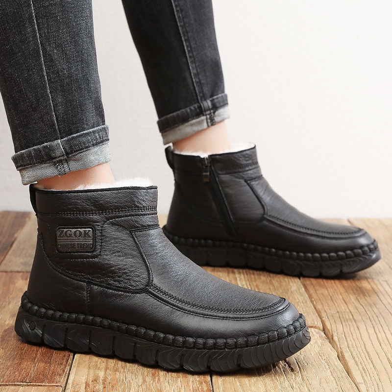 Bottes en coton pour hommes, hautes, épaisses et antidérapantes en laine.