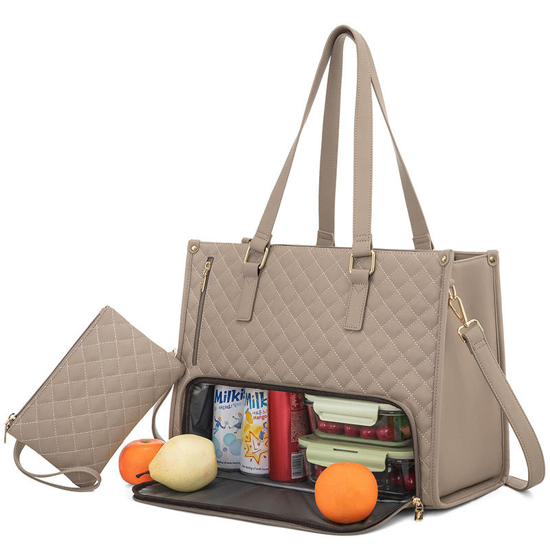 Sac fourre-tout tendance pour femme, isotherme, étanche, à bandoulière, pour ordinateur, matelassé, grande capacité, avec porte-monnaie
