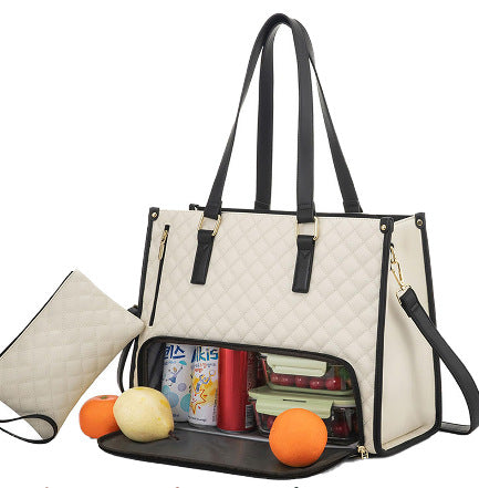 Sac fourre-tout tendance pour femme, isotherme, étanche, à bandoulière, pour ordinateur, matelassé, grande capacité, avec porte-monnaie