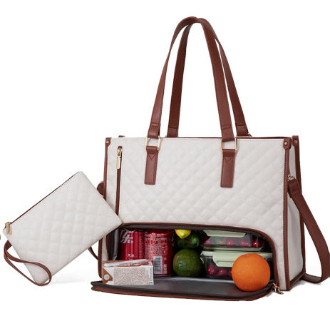 Sac fourre-tout tendance pour femme, isotherme, étanche, à bandoulière, pour ordinateur, matelassé, grande capacité, avec porte-monnaie