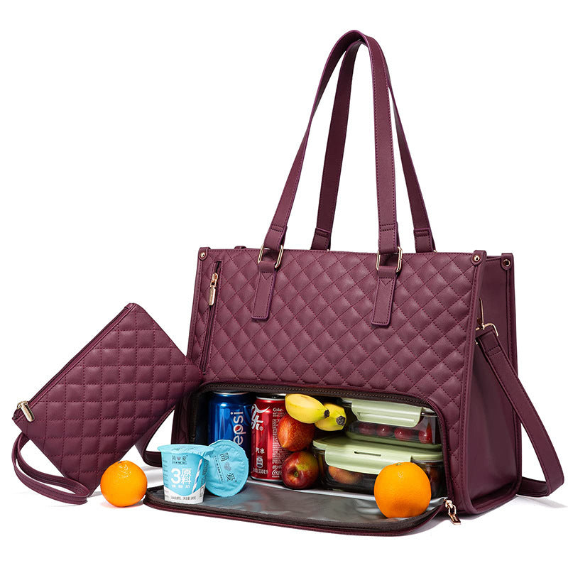 Sac fourre-tout tendance pour femme, isotherme, étanche, à bandoulière, pour ordinateur, matelassé, grande capacité, avec porte-monnaie
