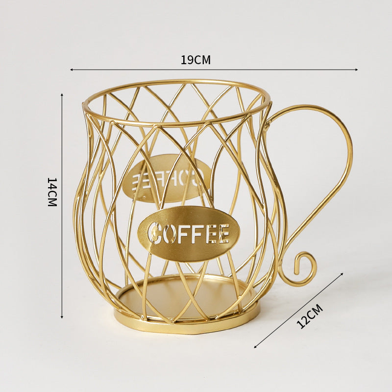 Boîte de rangement pour capsules de café de style nordique en métal pour bureau et dortoir, grand panier de capacité, art en fer.