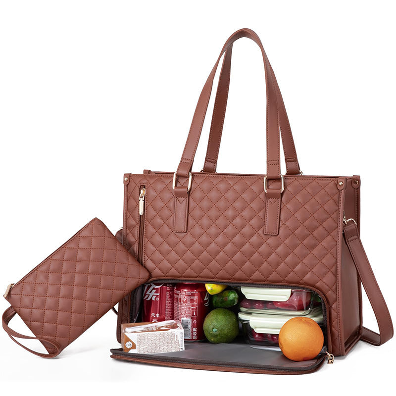 Sac fourre-tout tendance pour femme, isotherme, étanche, à bandoulière, pour ordinateur, matelassé, grande capacité, avec porte-monnaie