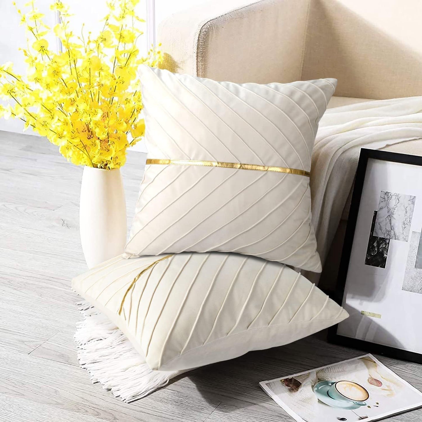 Housse de coussin en flanelle de couleur unie simple pour la maison