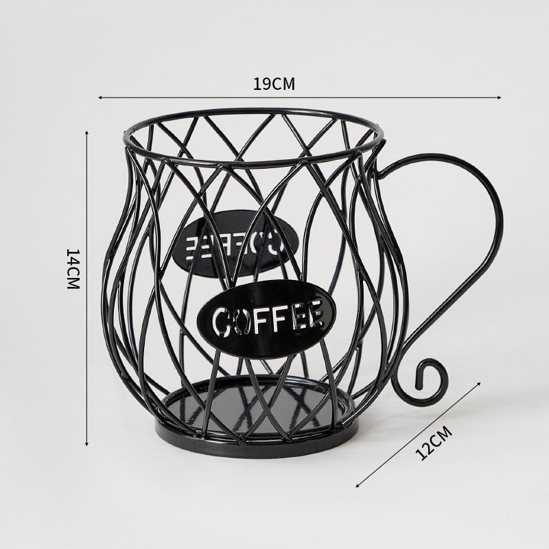 Boîte de rangement pour capsules de café de style nordique en métal pour bureau et dortoir, grand panier de capacité, art en fer.