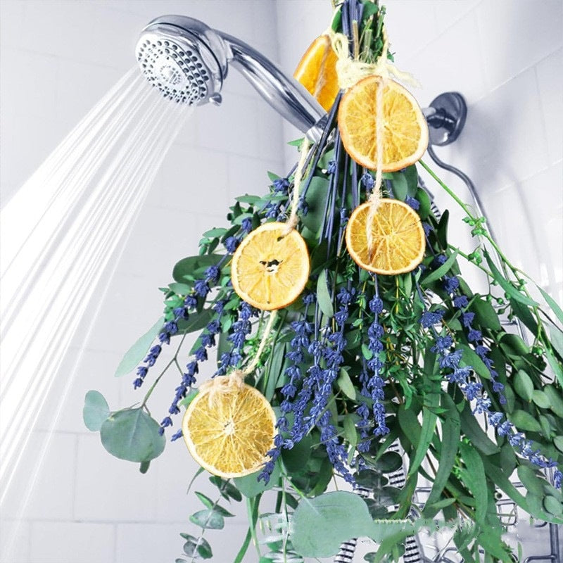 Plante décorative de douche à tige d'eucalyptus naturelle à la lavande