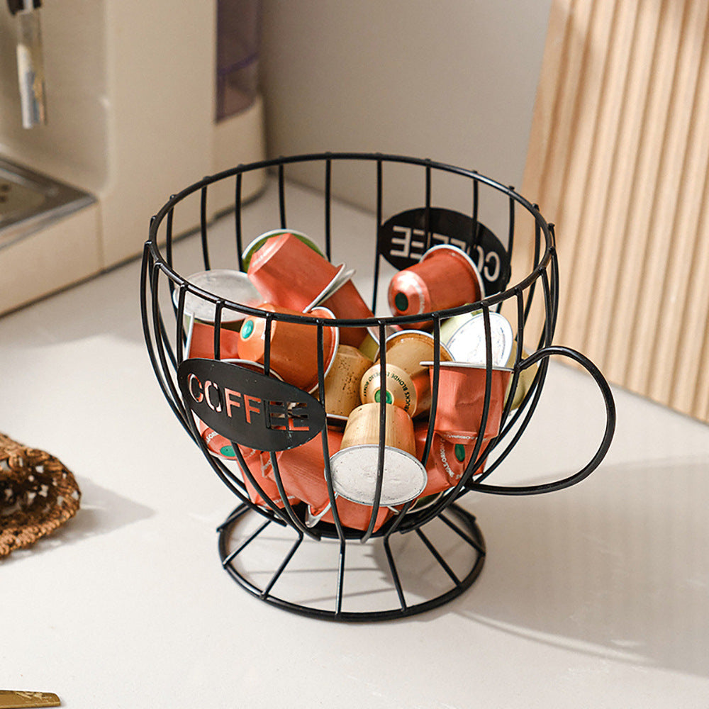 Boîte de rangement pour capsules de café de style nordique en métal pour bureau et dortoir, grand panier de capacité, art en fer.