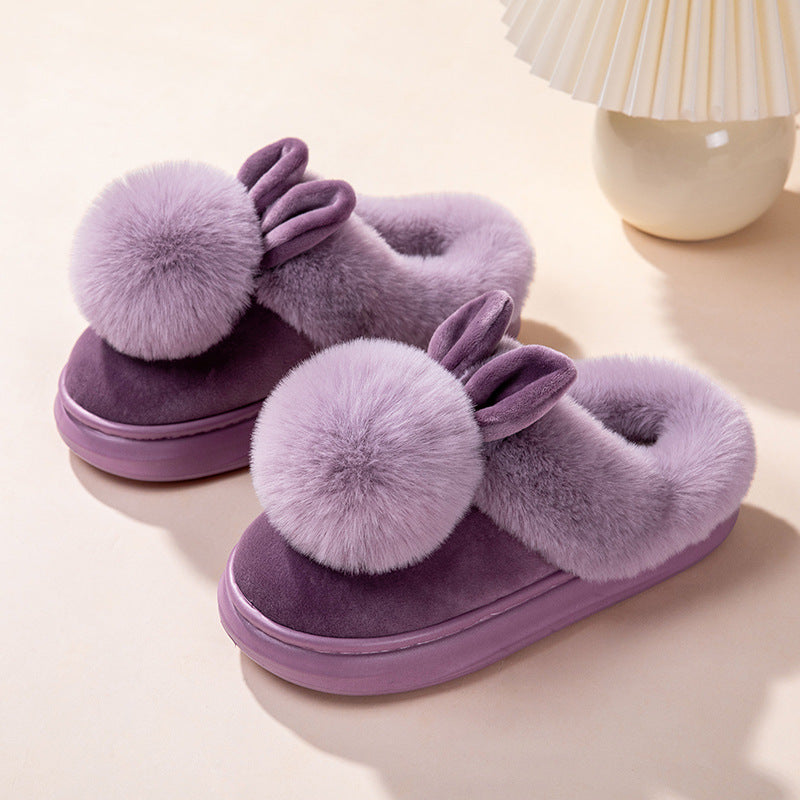 Chaussons en coton avec un soutien complet au talon pour femmes, chauds pour la maison.