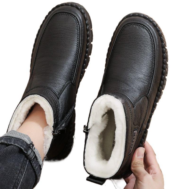 Bottes en coton pour hommes, hautes, épaisses et antidérapantes en laine.