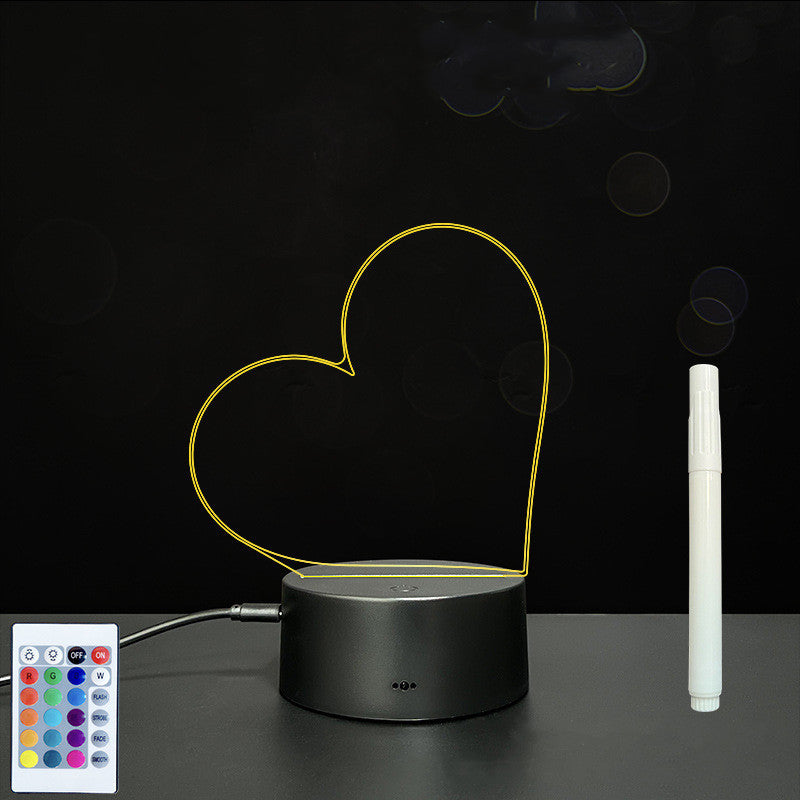 Tableau de message en acrylique 3D avec écriture à la main et lumière LED