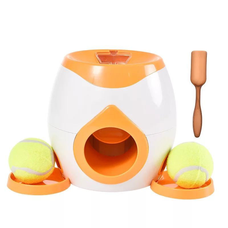 Dispositif de distribution de nourriture pour animaux intelligents, machine à lancer des balles de tennis avec récompense manquante.