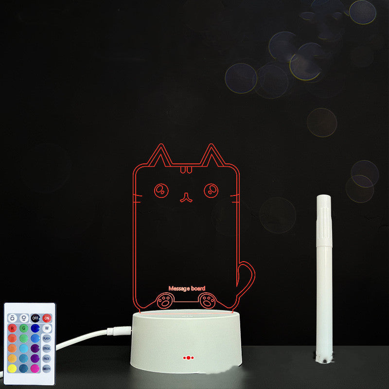 Tableau de message en acrylique 3D avec écriture à la main et lumière LED