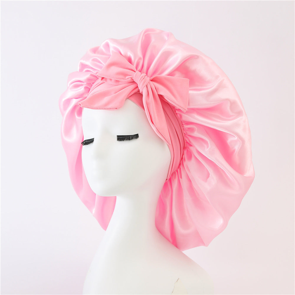 Nouveau bonnet en soie pour femmes endormies, bonnet en satin, bonnet de nuit, écharpe pour cheveux bouclés avec bandeau pour cheveux bouclés