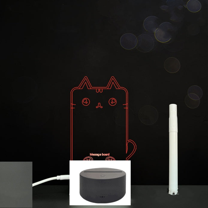 Tableau de message en acrylique 3D avec écriture à la main et lumière LED