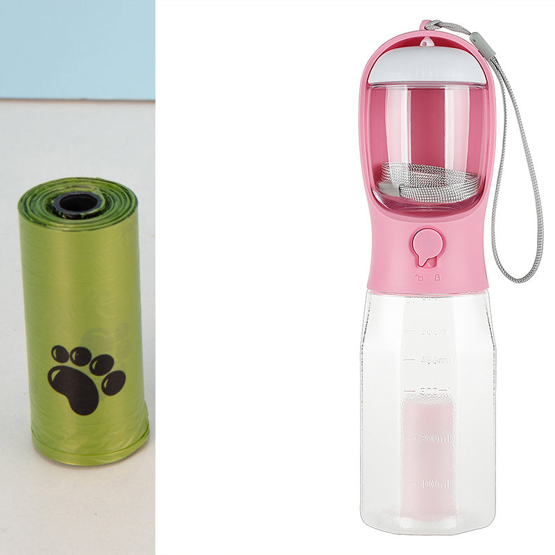Bouteille d'eau pour chien et chat portable, distributeur de nourriture et d'eau, distributeur de déjections 3 en 1, bouteille d'eau pour chien étanche et multifonctionnelle, produits pour animaux de compagnie.