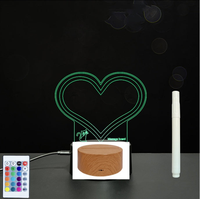 Tableau de message en acrylique 3D avec écriture à la main et lumière LED