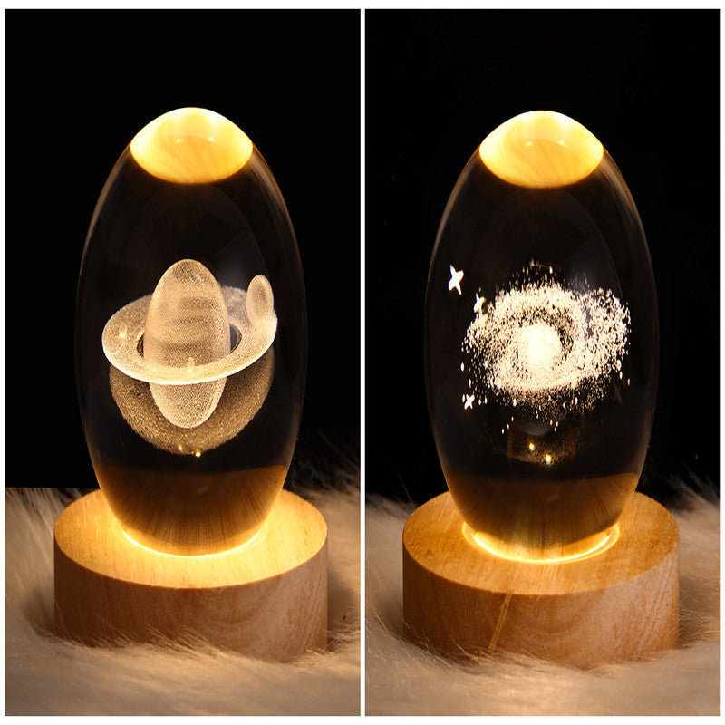 Lampe de table en cristal galaxie LED, lampe 3D de planète et de lune, décoration de chambre pour enfants, fête d'anniversaire pour enfants.