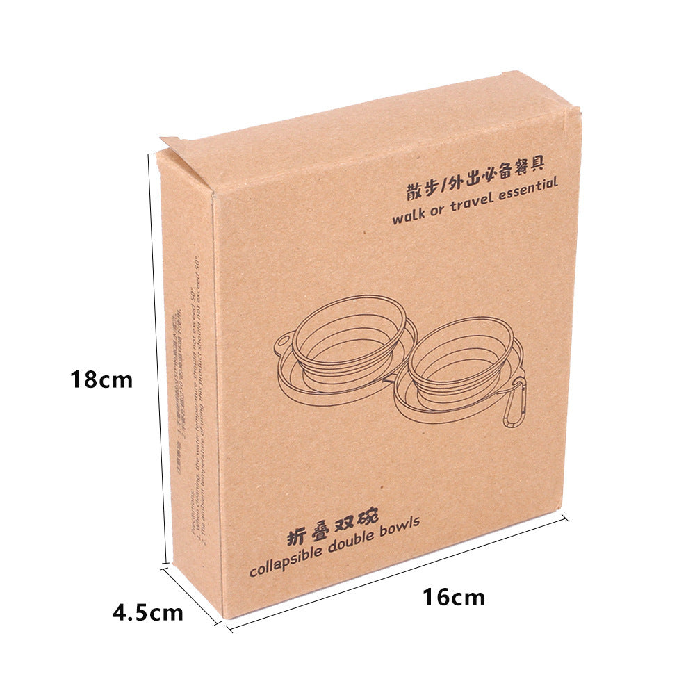 Bol de nourriture pliable en caoutchouc à double compartiment pour animaux de compagnie, fournitures pour animaux, bols pour chiens et chats.
