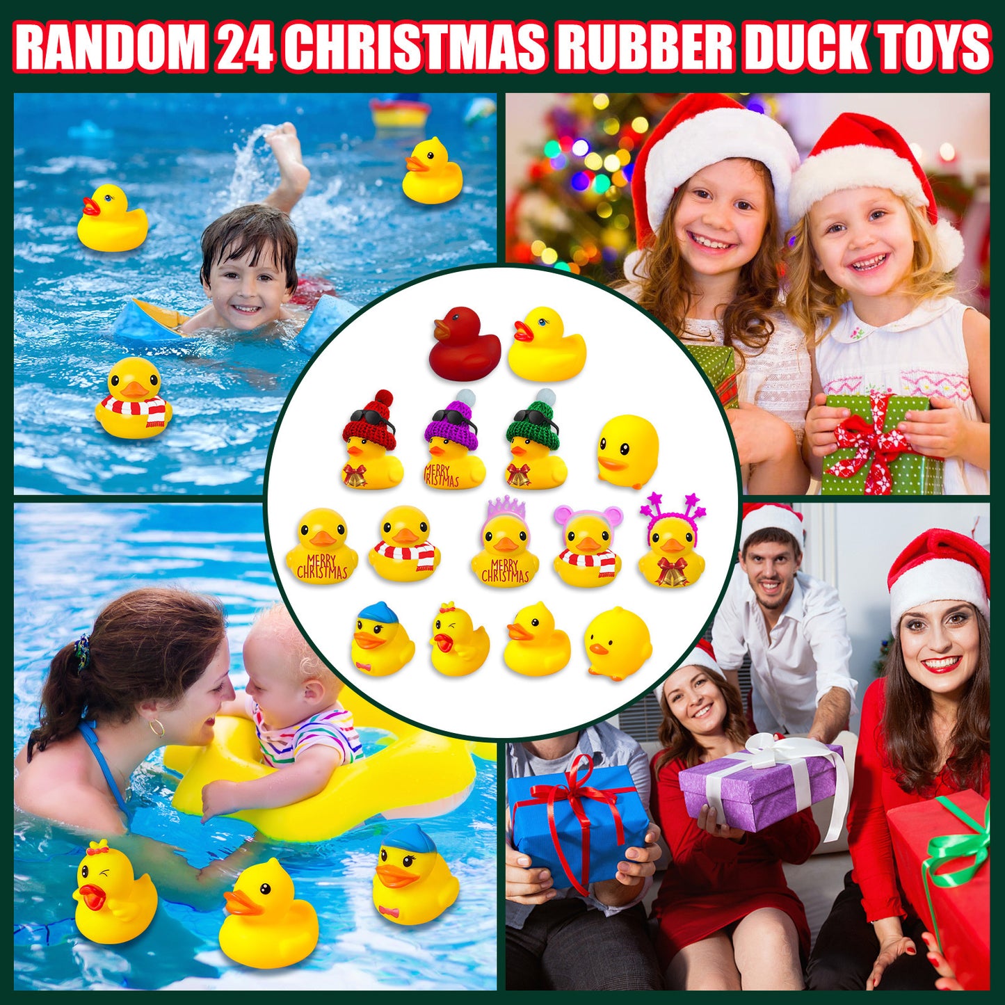 Ensemble de calendrier de l'Avent de Noël avec compte à rebours de 24 jours, jouet de bain canard amusant pour enfants, calendrier de l'Avent animaux, cadeaux de Noël.