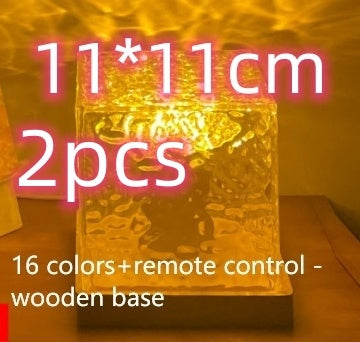 Lampe de table à LED avec projection rotative et USB, lumière d'ambiance ondulée, en cristal, RVB, intensité variable, décoration de la maison, 16 couleurs, cadeaux