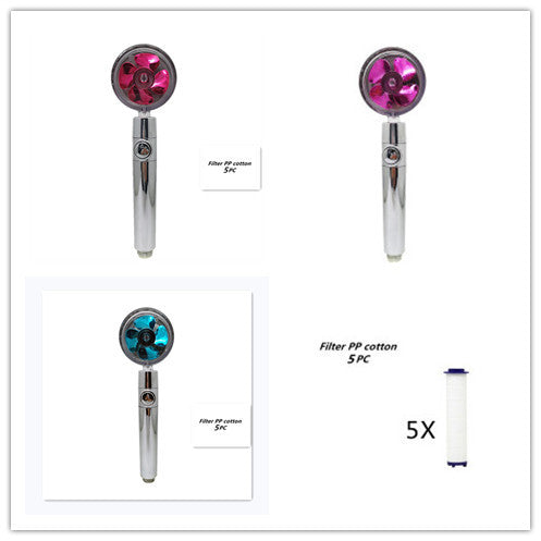 Pommeau de douche à hélice avec bouton d'arrêt et filtre en coton Buse de douche à main haute pression turbocompressée