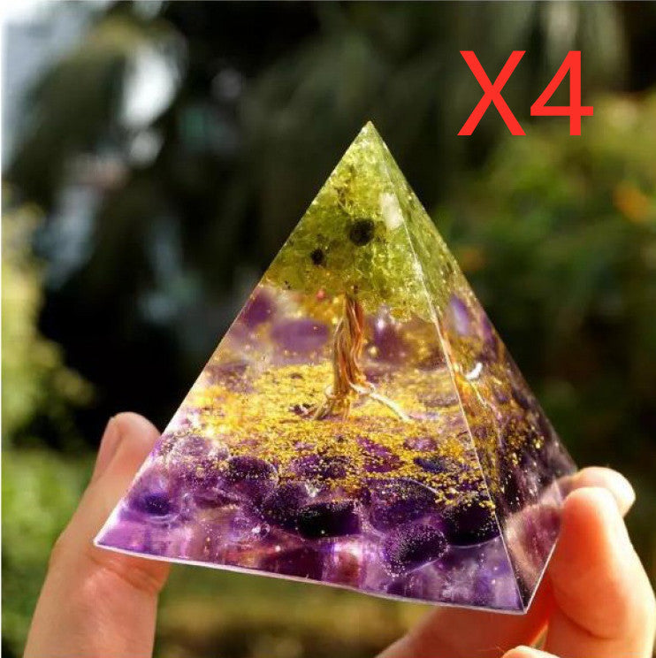 Décoration de pyramide Tour d'énergie en gravier de cristal naturel
