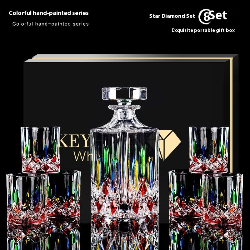 Ensemble de verres à liqueur en cristal peint, ensemble de vin de haute qualité, tasse en verre coloré.
