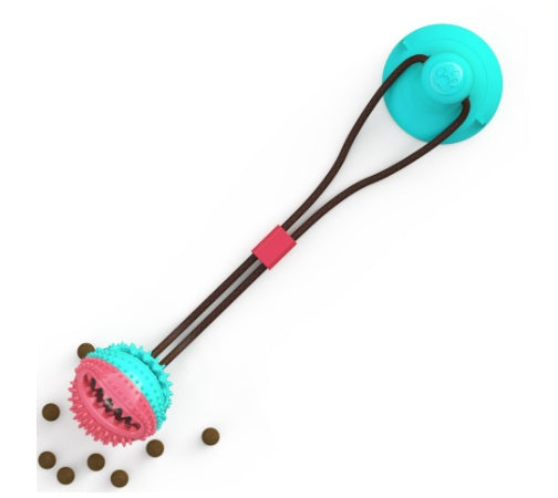 Jouet pour chien en silicone avec ventouse, jouet interactif en forme de balle pour chien, conçu pour le nettoyage des dents et l'alimentation des animaux de compagnie.