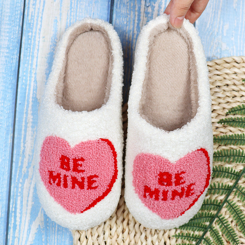 Pantoufles en coton pour la Saint-Valentin, pantoufles d'intérieur pour femmes, printemps-automne, en coton, antidérapantes, douces et chaudes, chaussures de maison, pour couple, pantoufles simples en peluche