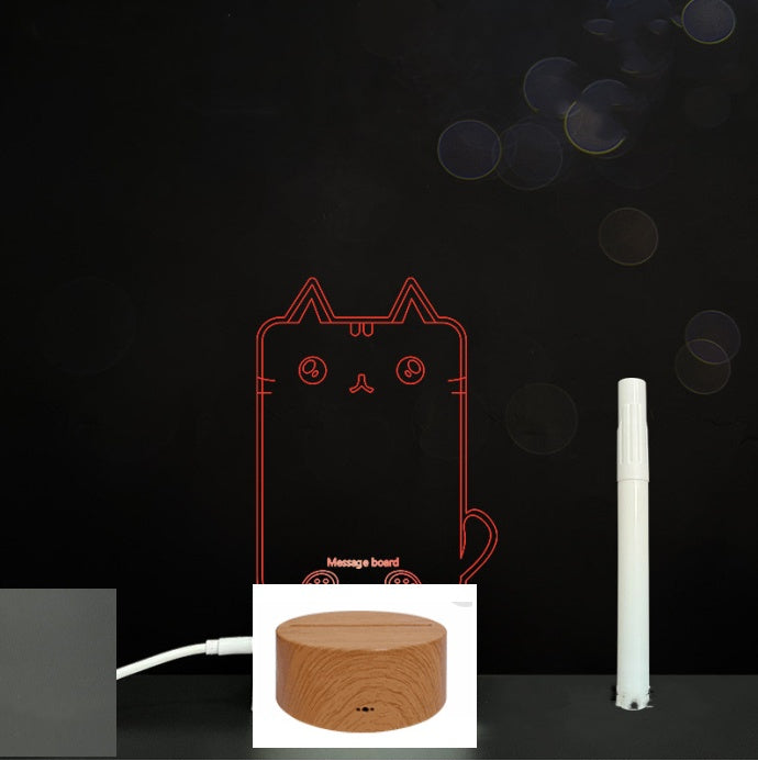 Tableau de message en acrylique 3D avec écriture à la main et lumière LED