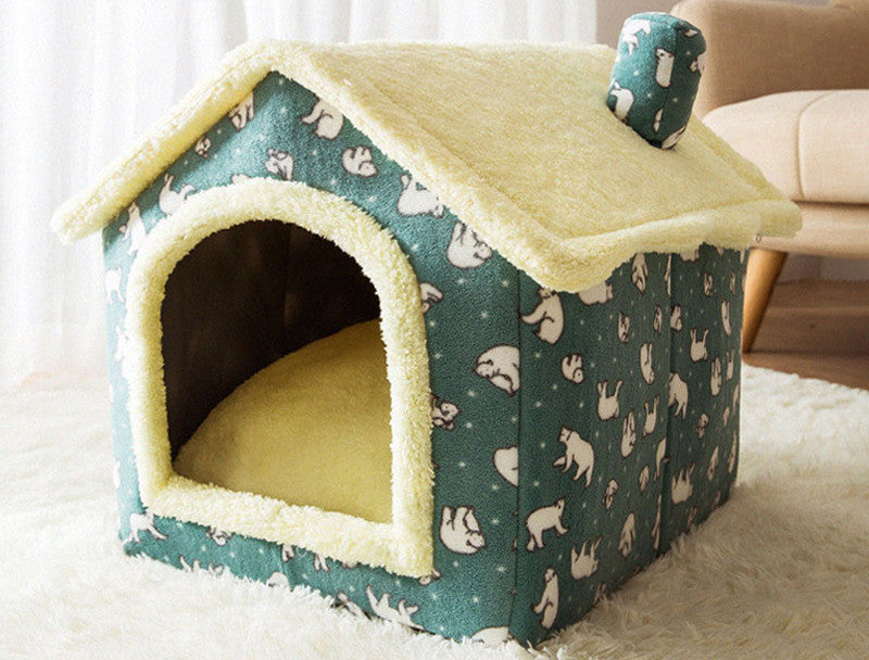Maison pour chien pliable, lit pour chat, villa d'hiver pour chien, chenil de sommeil, nid amovible, cave chaude et fermée, canapé pour animaux de compagnie.