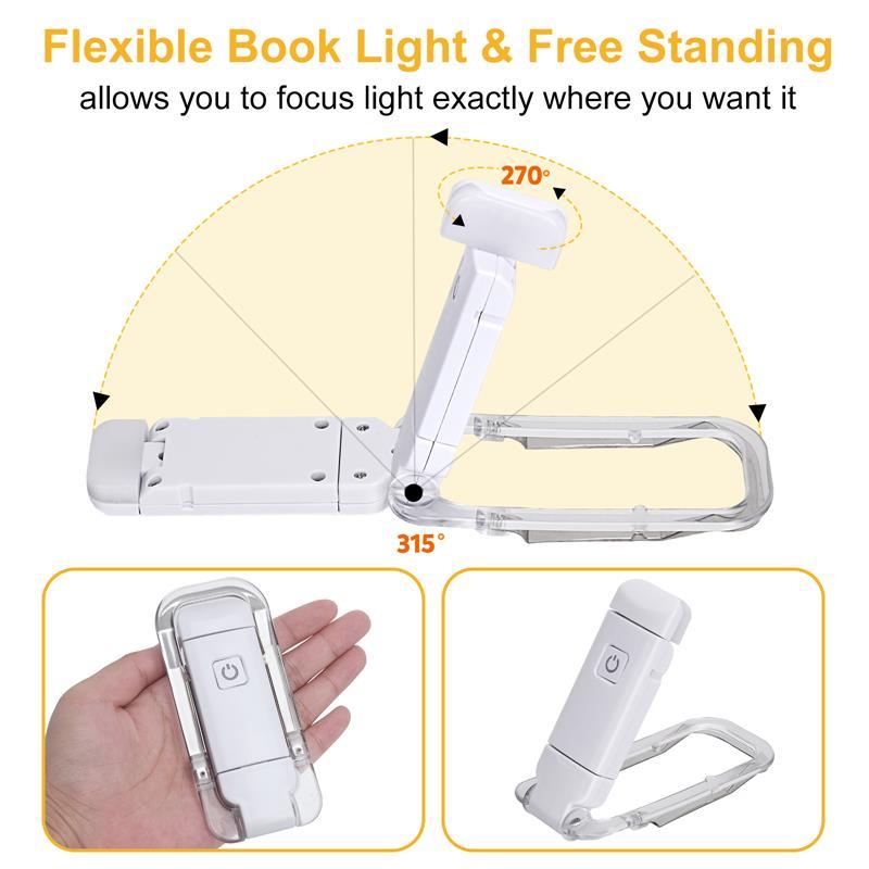 Lampe de lecture LED rechargeable par USB, luminosité réglable, protection des yeux, clip de lecture, lampe de lecture portable pour marque-page
