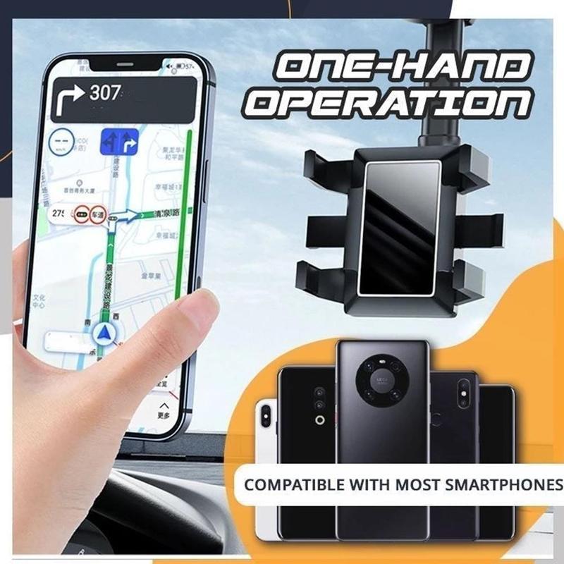 Support de téléphone pour rétroviseur pour voiture, rotatif et rétractable, support de téléphone multifonctionnel à 360 degrés, adapté à tous les téléphones mobiles et à toutes les voitures.