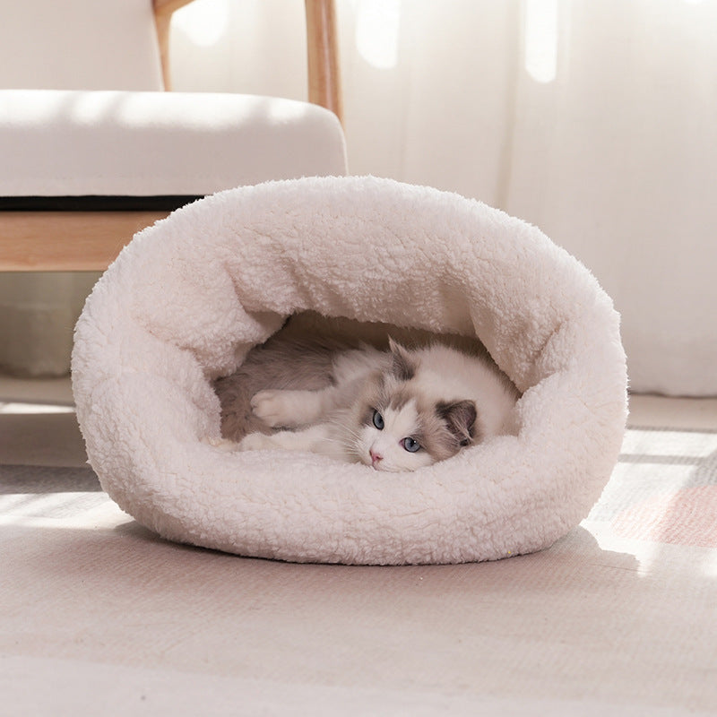 Niche pour chat hiver chaud semi-fermée fournitures pour animaux de compagnie