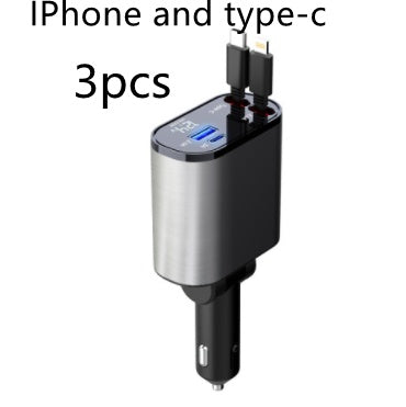Chargeur de voiture en métal 100W Super Charge rapide Adaptateur USB et TYPE-C pour allume-cigare