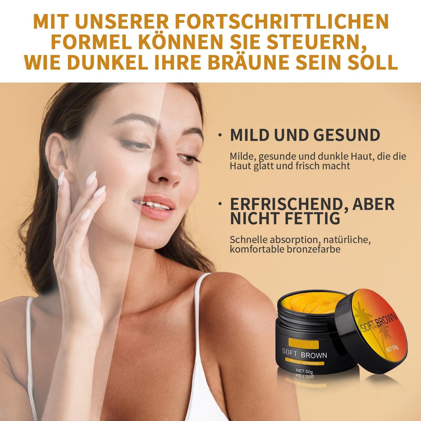 Crème de beauté bronzante pour un teint uniforme